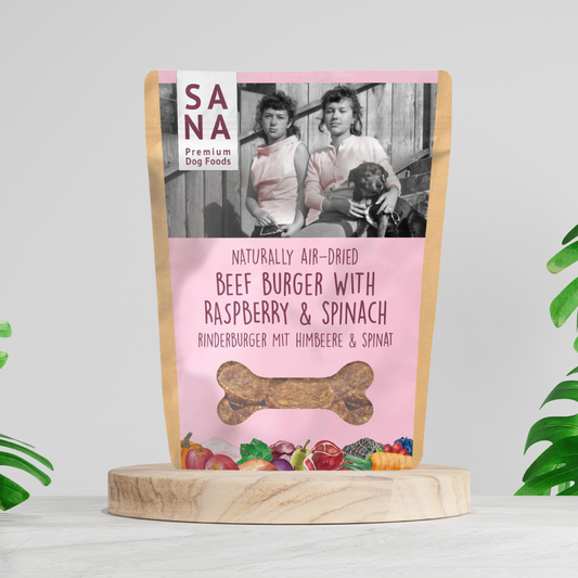 Sana Dog Marha Burger Málnával és Spenóttal
